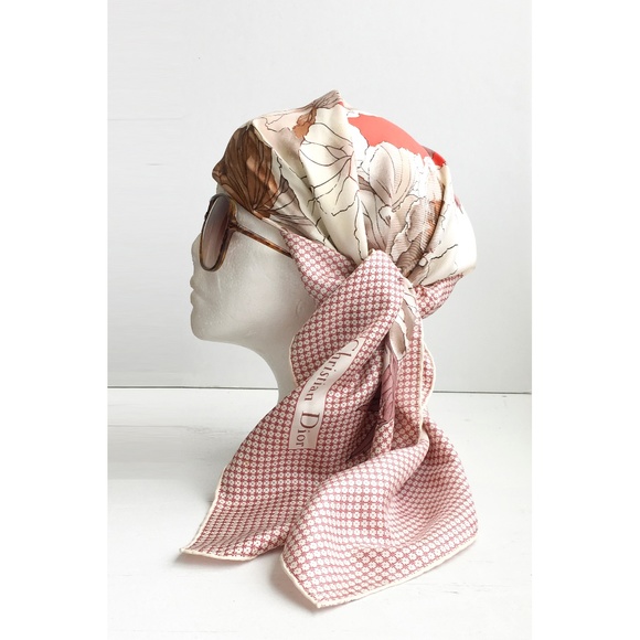 Dior Accessories - Vintage Christian Dior 100% Silk Floral Scarf